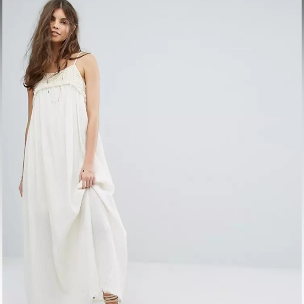 Anthropologie NWT Moon River Crochet Top Spaghetti Strap Maxi Dress S Bohemian